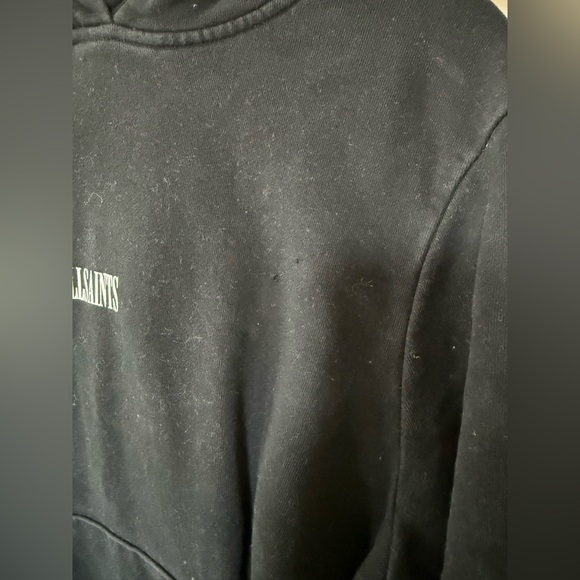 All Saints|Solid black hoodie pullover sweater with small simple logo•••Large - Picture 13 of 16